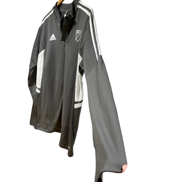 Adidas Charcoal‎ and White MLS Quarter-Zip Pullover - Picture 3 of 10